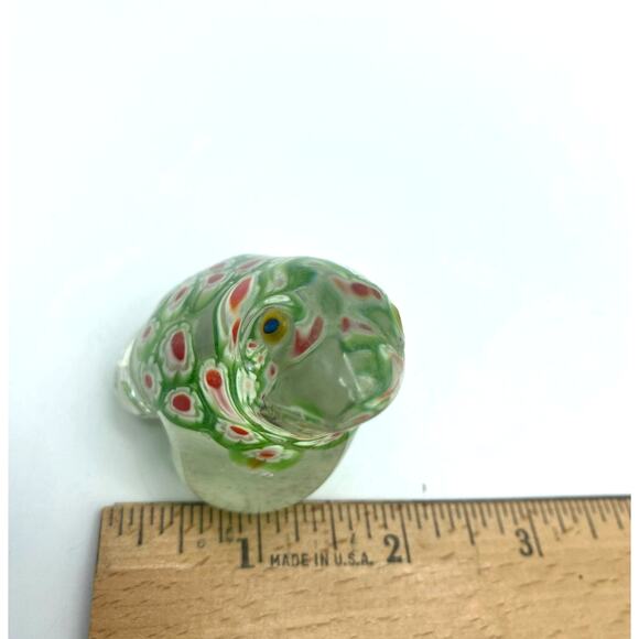 VINTAGE Art Glass MILLEFIORI‎ Frog Paper Weight 1 1/2” - Picture 8 of 9